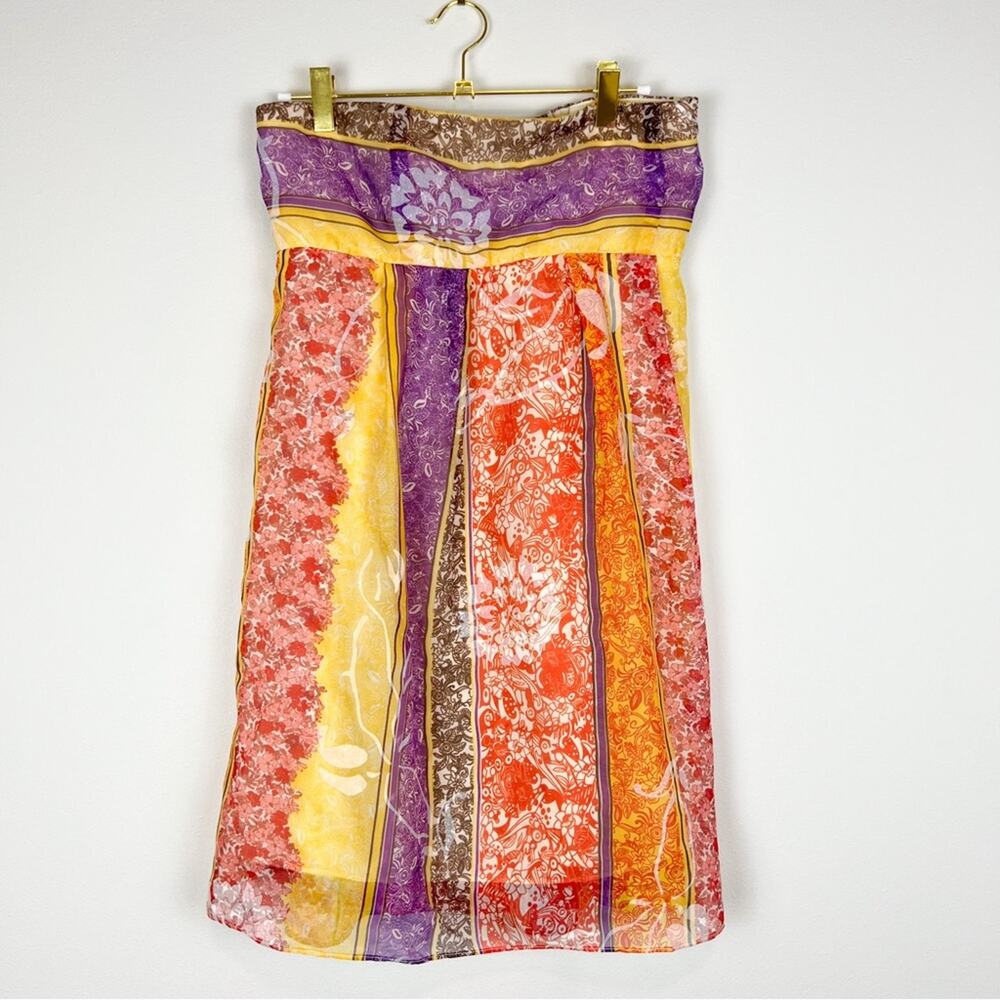 Alice + Olivia Strapless Cocktail Dress in Purple and Orange